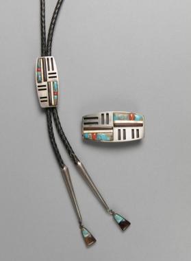 Bolo tie and buckle, set